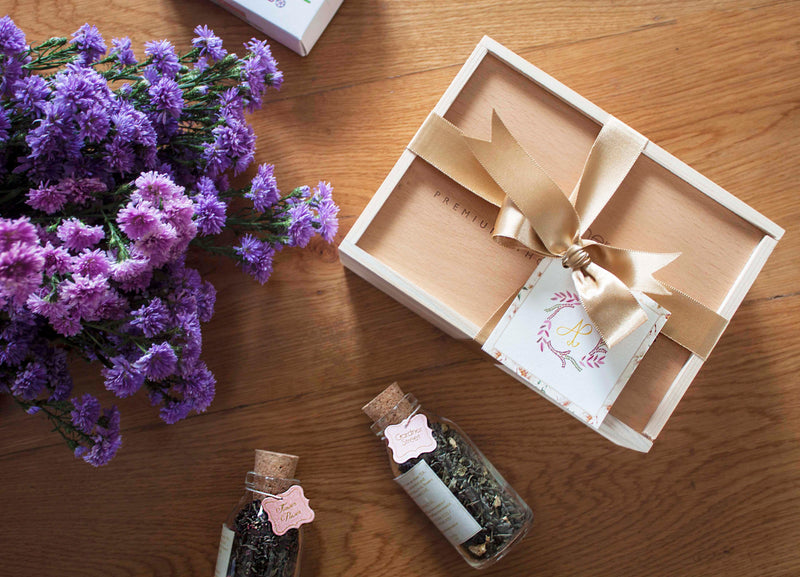 Rustic Pinewood Box with Glass Bottles